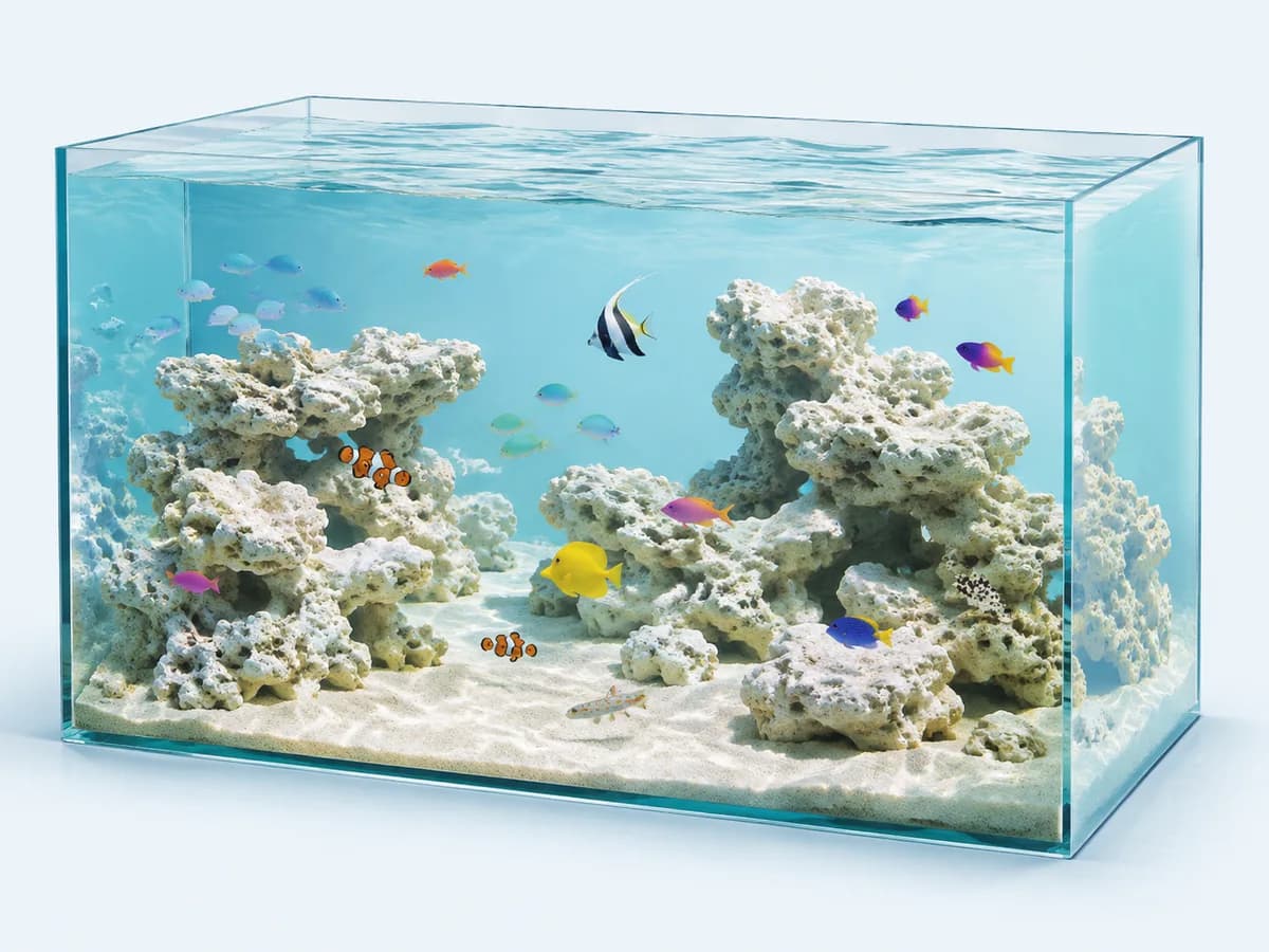 Fish-only reef illustration with open rockwork and swimming space